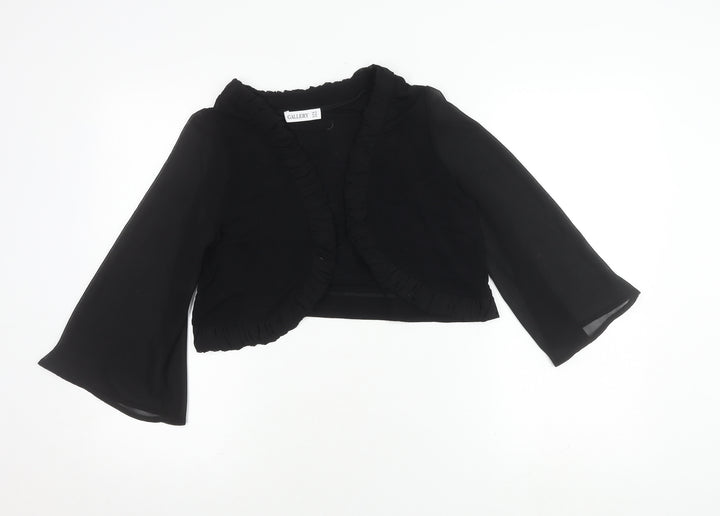Gallery Women's Black Cropped Top, Size 14, Ruffle Detail