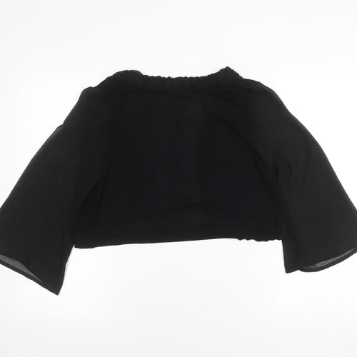 Gallery Women's Black Cropped Top, Size 14, Ruffle Detail
