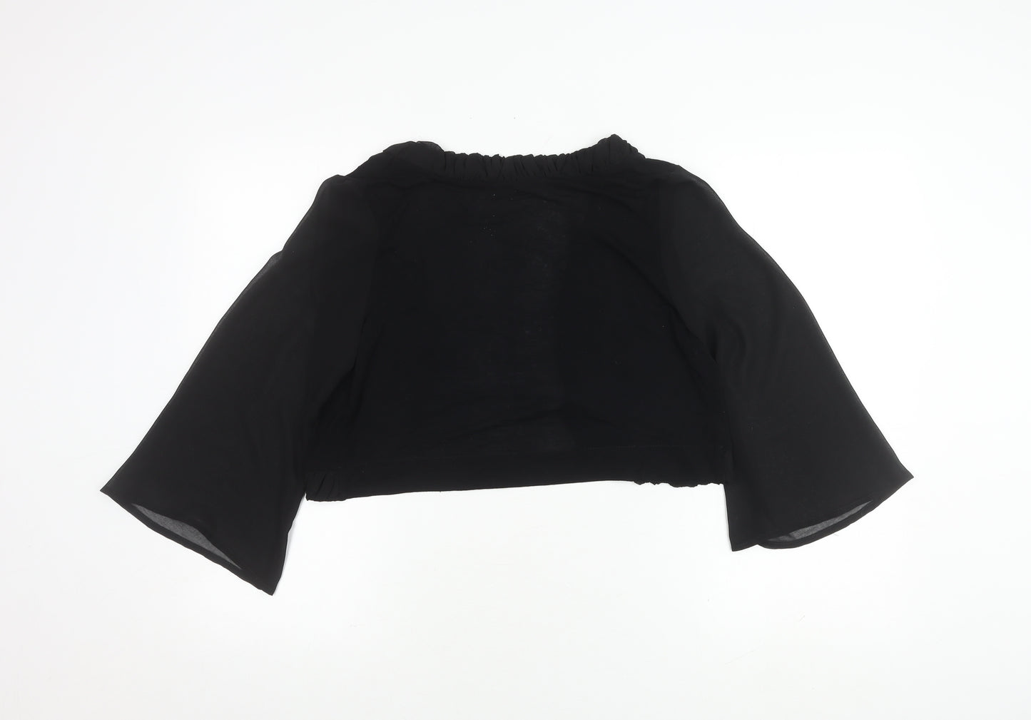 Gallery Women's Black Cropped Top, Size 14, Ruffle Detail