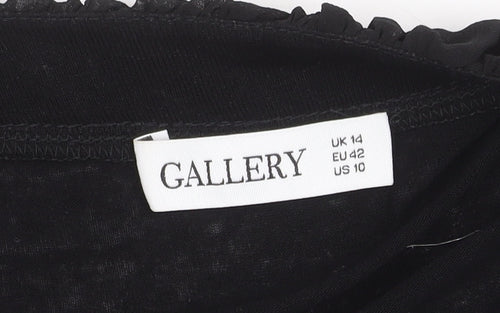 Gallery Women's Black Cropped Top, Size 14, Ruffle Detail