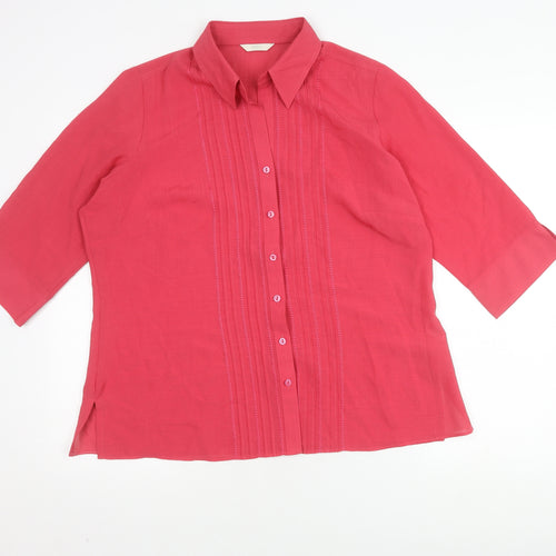 Marks and Spencer Women's Red Button-Up Shirt Size 18