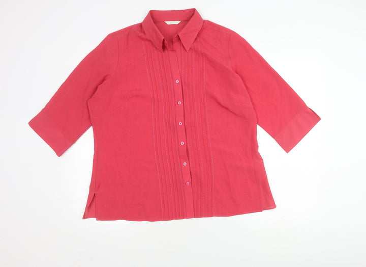 Marks and Spencer Women's Red Button-Up Shirt Size 18