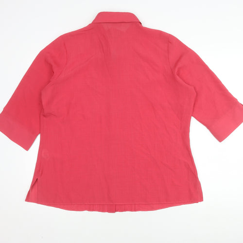 Marks and Spencer Women's Red Button-Up Shirt Size 18