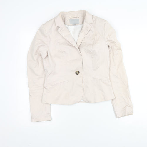 H&M Women's Beige Blazer, Size 10, Single-Breasted