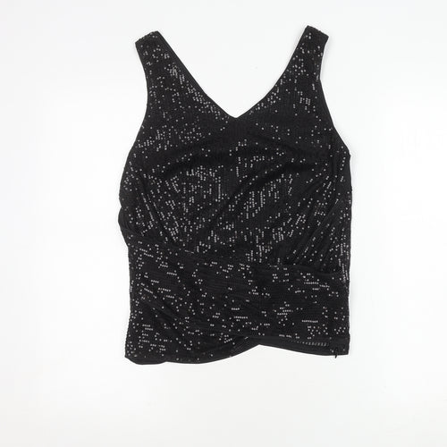 Grace Karin Women's Black Sequin Tank Top, Size L, V-Neck
