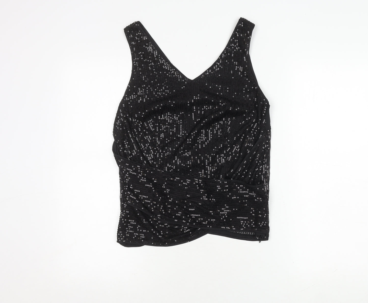 Grace Karin Women's Black Sequin Tank Top, Size L, V-Neck