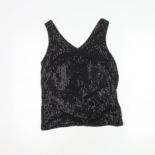 Grace Karin Women's Black Sequin Tank Top, Size L, V-Neck