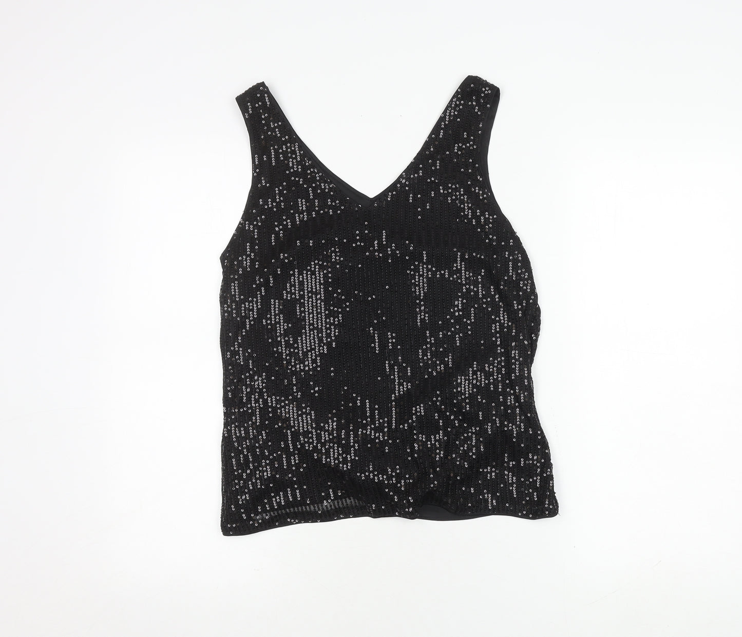 Grace Karin Women's Black Sequin Tank Top, Size L, V-Neck
