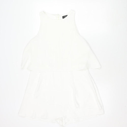 River Island White Women's Size 16 Sleeveless Playsuit