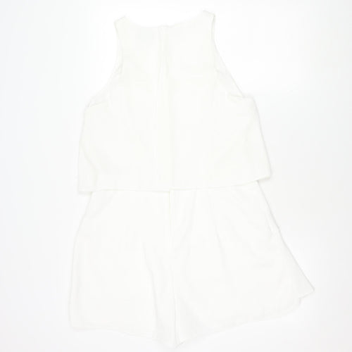 River Island White Women's Size 16 Sleeveless Playsuit
