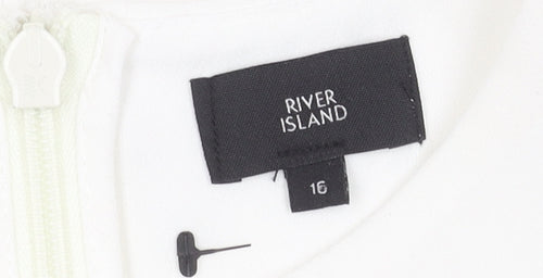 River Island White Women's Size 16 Sleeveless Playsuit