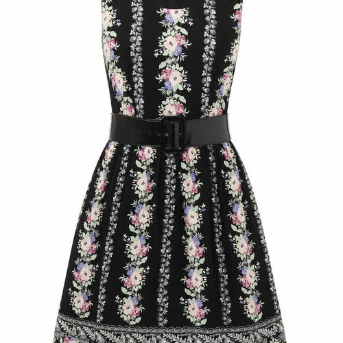 Dorothy Perkins Women's Black Floral A-Line Dress Size 8