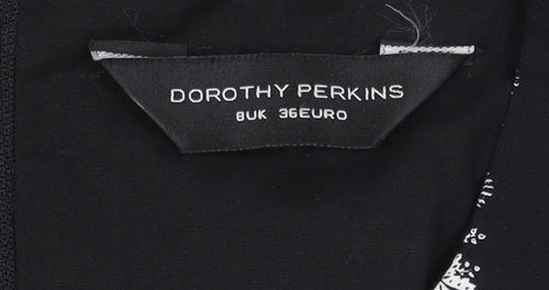 Dorothy Perkins Women's Black Floral A-Line Dress Size 8