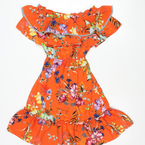 RU Studio Girls Orange Floral Bow Dress 10 Years