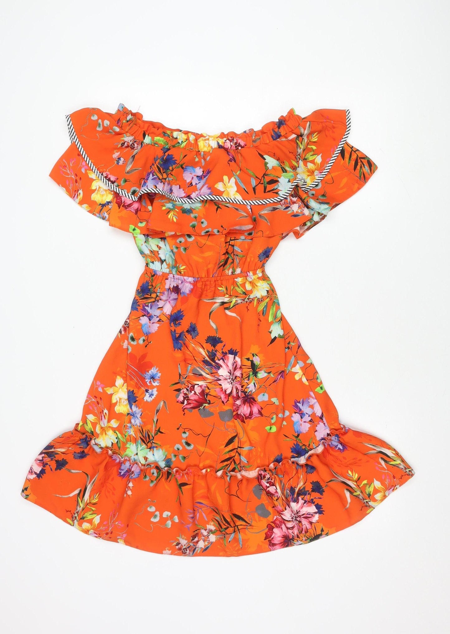 RU Studio Girls Orange Floral Bow Dress 10 Years