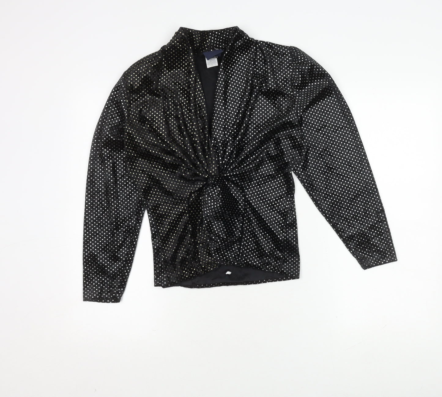 C&A Women's Black Polka Dot V-Neck Top Size 10