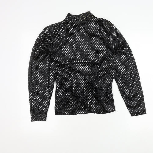 C&A Women's Black Polka Dot V-Neck Top Size 10