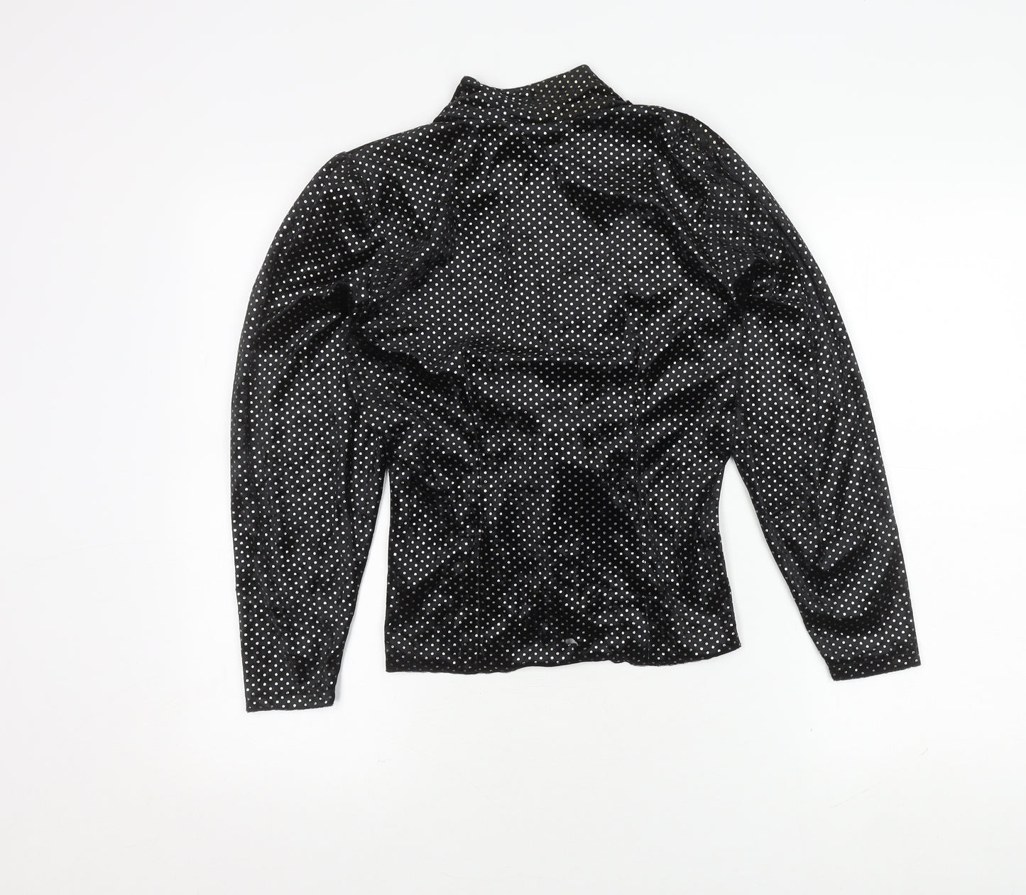 C&A Women's Black Polka Dot V-Neck Top Size 10