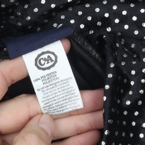 C&A Women's Black Polka Dot V-Neck Top Size 10