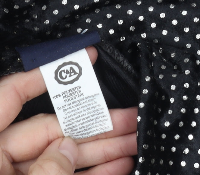 C&A Women's Black Polka Dot V-Neck Top Size 10