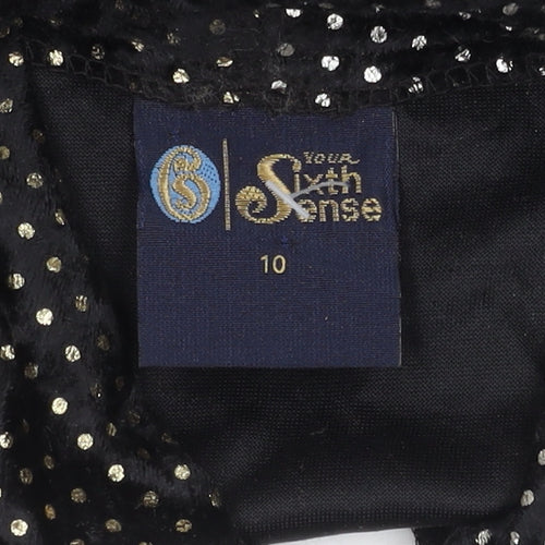 C&A Women's Black Polka Dot V-Neck Top Size 10