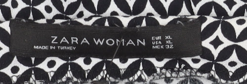 Zara Women's XL Black Geometric Long Sleeve Top