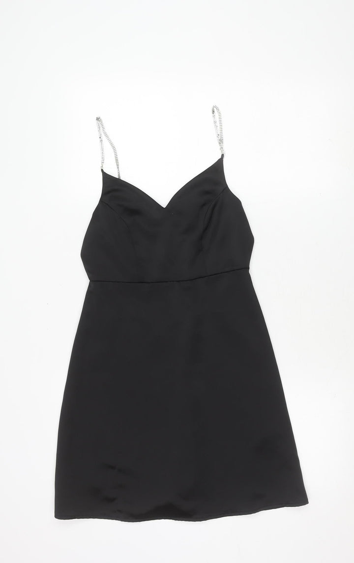 New Look Women's Black Short V-Neck Dress Size 8