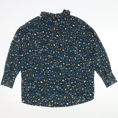 Marks and Spencer Blue Animal Print Button-Up Shirt