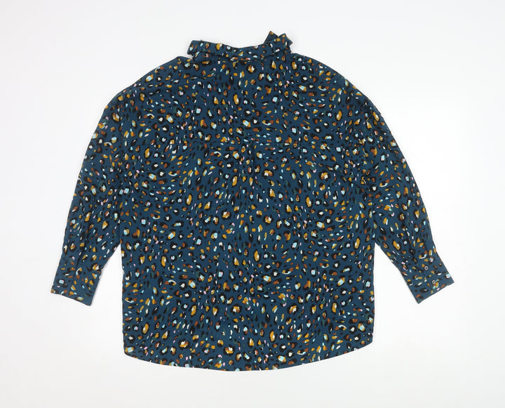 Marks and Spencer Blue Animal Print Button-Up Shirt