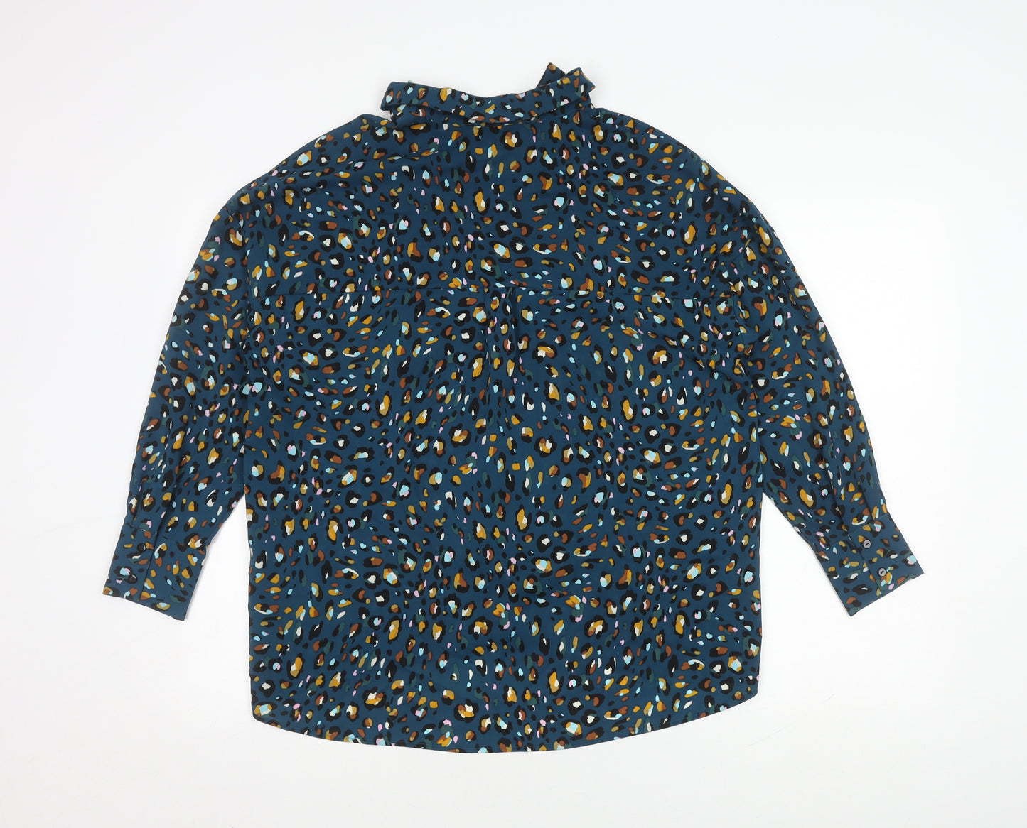 Marks and Spencer Blue Animal Print Button-Up Shirt