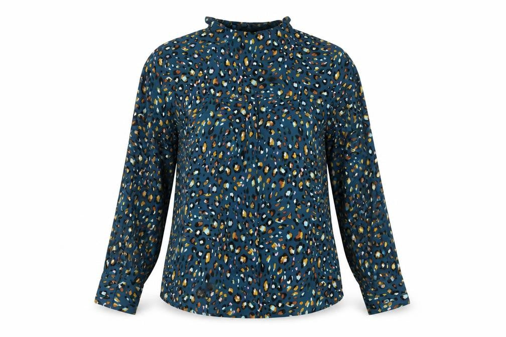 Front view of Marks & Spencer Blue Animal Print Button-Up Shirt