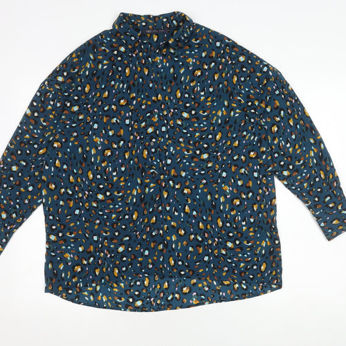 Marks and Spencer Blue Animal Print Button-Up Shirt