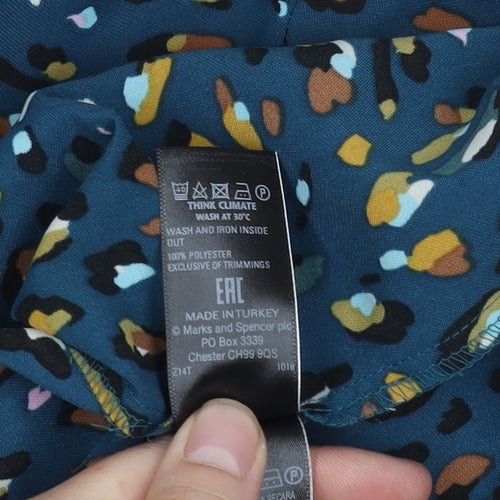Marks and Spencer Blue Animal Print Button-Up Shirt