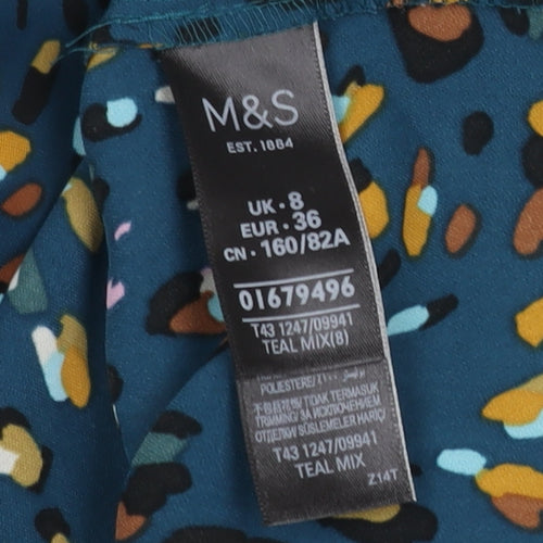 Marks and Spencer Blue Animal Print Button-Up Shirt