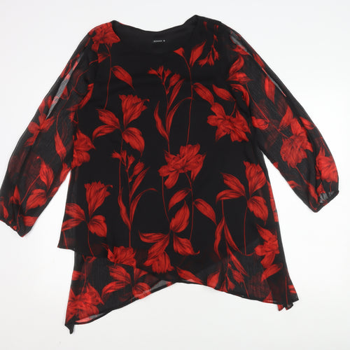 Roman Women’s Black Floral Blouse, Size 10, Elegant Look