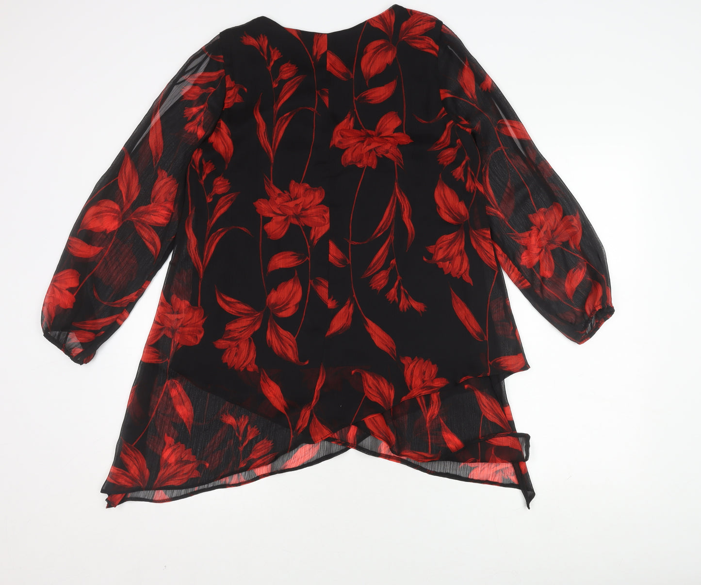 Roman Women’s Black Floral Blouse, Size 10, Elegant Look