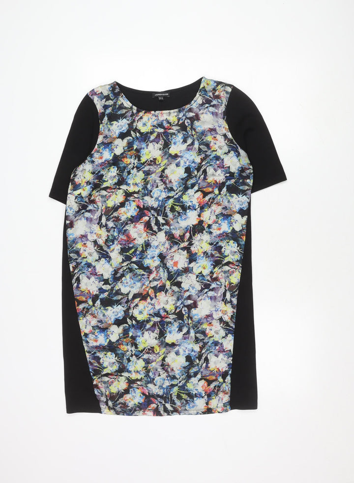 Warehouse Women’s Black Floral Sheath Dress Size 10
