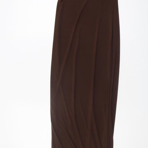 PrettyLittleThing Women Brown Long Dress Size 8 Half Sleeve