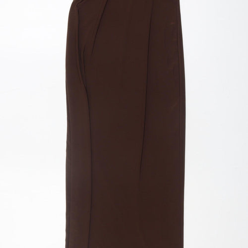 PrettyLittleThing Women Brown Long Dress Size 8 Half Sleeve