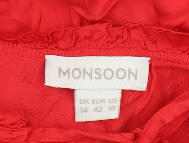 Monsoon Women's Red Blouse Size 14 - Vibrant Style
