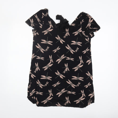 Next Women's Black Floral Tunic Blouse Size 10