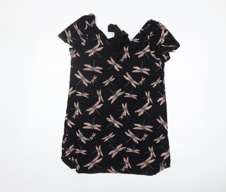 Next Women's Black Floral Tunic Blouse Size 10