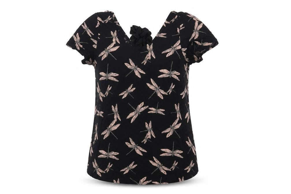 Front view of Next Women's Black Floral Tunic Blouse, size 10