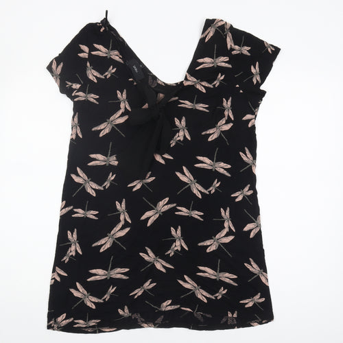 Next Women's Black Floral Tunic Blouse Size 10