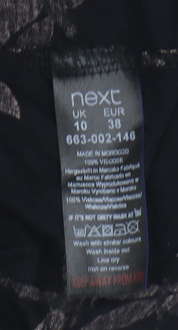 Next Women's Black Floral Tunic Blouse Size 10