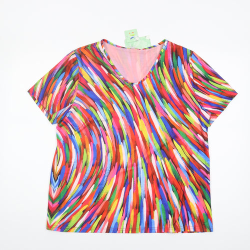 Maria & Gabriele Women's Multicoloured V-Neck T-Shirt 2XL