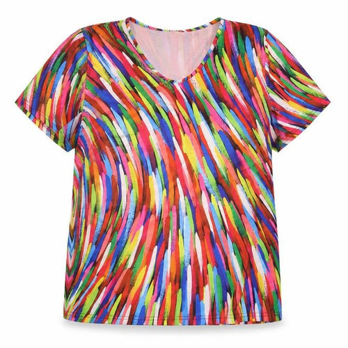 Maria & Gabriele Women's Multicoloured V-Neck T-Shirt 2XL