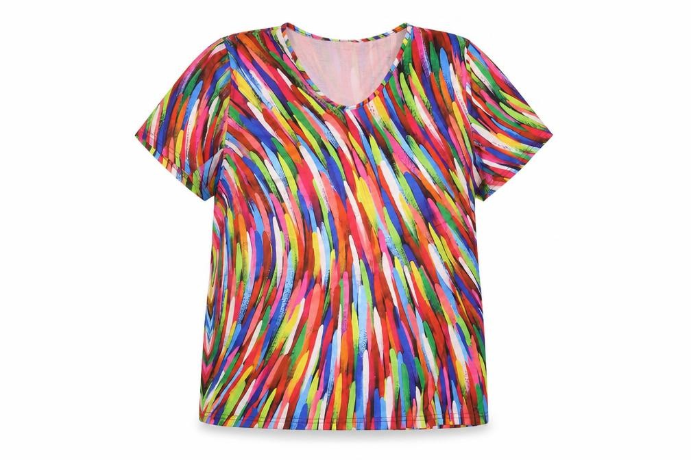 Maria & Gabriele Women's Multicoloured V-Neck T-Shirt 2XL