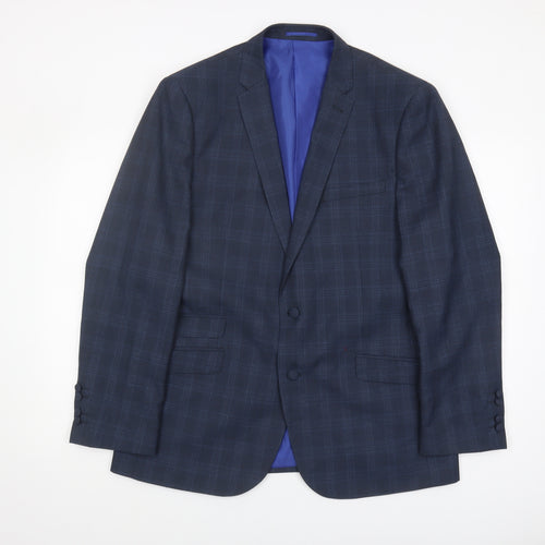 Fellini Men’s Navy Checked Blazer 44R Tailored Fit