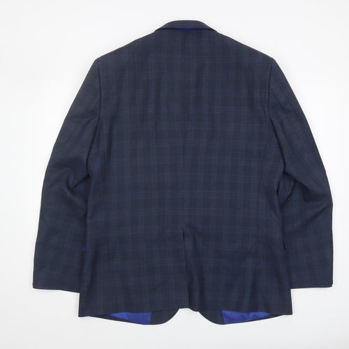 Fellini Men’s Navy Checked Blazer 44R Tailored Fit